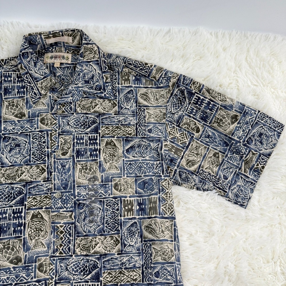 Campia Moda Fish Print Aloha Shirt Hawaiian Mens Small New NWT Beachwear Vintage - Picture 3 of 8